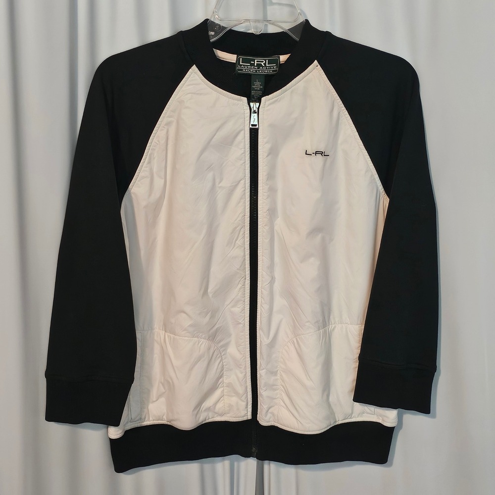 Lauren Ralph Lauren Active Women Colorblock Zip-up Jacket Black White
